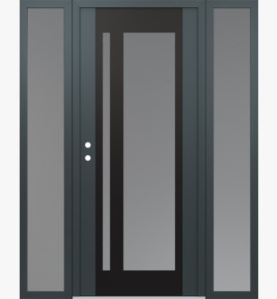 Diamond C15 68" x 80" anthracite/anthracite frosted Glass Panel black RHI with 2 Sidelites frosted Glass