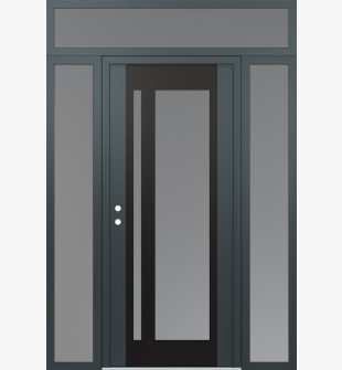 Diamond C15 68" x 96" anthracite/anthracite frosted Glass Panel black RHI with 2 Sidelites and Transom frosted Glass