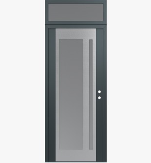 Diamond C15 36" x 96" anthracite/anthracite frosted Glass Panel stainless steel LHI with Transom frosted Glass