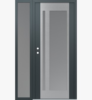 Diamond C15 52" x 80" anthracite/anthracite frosted Glass Panel stainless steel RHI with Sidelite frosted Glass