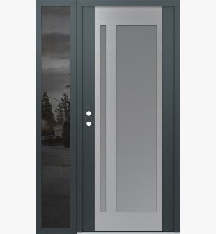 Diamond C15 52" x 80" anthracite/anthracite frosted Glass Panel stainless steel RHI with Sidelite mirrored Glass