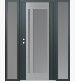Diamond C15 64" x 80" anthracite/anthracite frosted Glass Panel stainless steel RHI with 2 Sidelites frosted Glass
