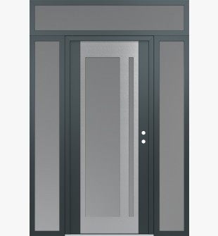 Diamond C15 68" x 96" anthracite/anthracite frosted Glass Panel stainless steel LHI with 2 Sidelites and Transom frosted Glass