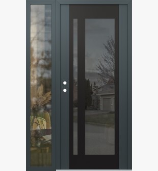 Diamond C15 48" x 80" anthracite/anthracite mirrored Glass Panel black RHI with Sidelite clear Glass