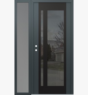 Diamond C15 52" x 80" anthracite/anthracite mirrored Glass Panel black RHI with Sidelite frosted Glass