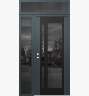 Diamond C15 48" x 96" anthracite/anthracite mirrored Glass Panel black RHI with Sidelite and Transom mirrored Glass