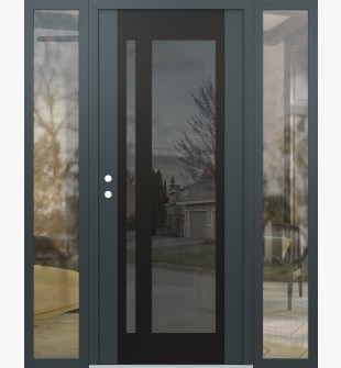 Diamond C15 68" x 80" anthracite/anthracite mirrored Glass Panel black RHI with 2 Sidelites clear Glass