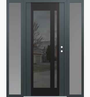 Diamond C15 64" x 80" anthracite/anthracite mirrored Glass Panel black LHI with 2 Sidelites frosted Glass