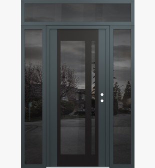 Diamond C15 60" x 96" anthracite/anthracite mirrored Glass Panel black LHI with 2 Sidelites and Transom mirrored Glass