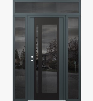 Diamond C15 60" x 96" anthracite/anthracite mirrored Glass Panel black RHI with 2 Sidelites and Transom mirrored Glass