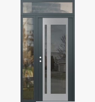 Diamond C15 52" x 96" anthracite/anthracite mirrored Glass Panel stainless steel RHI with Sidelite and Transom clear Glass