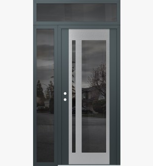 Diamond C15 52" x 96" anthracite/anthracite mirrored Glass Panel stainless steel RHI with Sidelite and Transom mirrored Glass