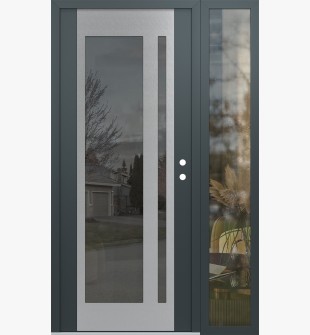 Diamond C15 48" x 80" anthracite/anthracite mirrored Glass Panel stainless steel LHI with Sidelite clear Glass