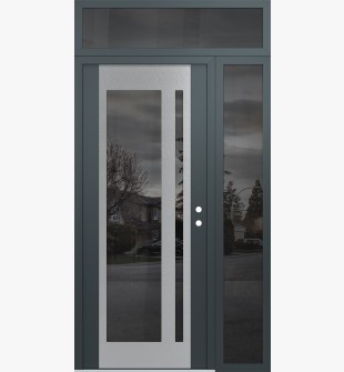 Diamond C15 48" x 96" anthracite/anthracite mirrored Glass Panel stainless steel LHI with Sidelite and Transom mirrored Glass