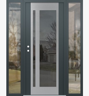 Diamond C15 60" x 80" anthracite/anthracite mirrored Glass Panel stainless steel RHI with 2 Sidelites clear Glass