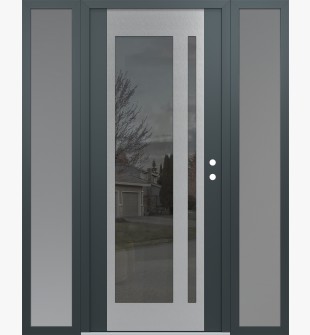 Diamond C15 64" x 80" anthracite/anthracite mirrored Glass Panel stainless steel LHI with 2 Sidelites frosted Glass