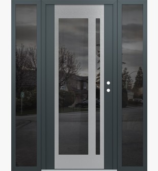 Diamond C15 64" x 80" anthracite/anthracite mirrored Glass Panel stainless steel LHI with 2 Sidelites mirrored Glass