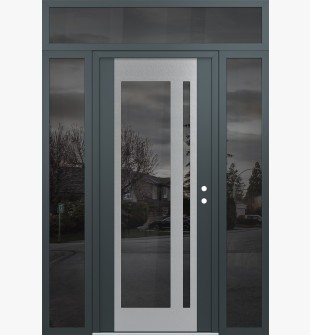 Diamond C15 68" x 96" anthracite/anthracite mirrored Glass Panel stainless steel LHI with 2 Sidelites and Transom mirrored Glass