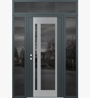 Diamond C15 68" x 96" anthracite/anthracite mirrored Glass Panel stainless steel RHI with 2 Sidelites and Transom mirrored Glass