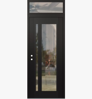 Diamond C15 36" x 96" black/black clear Glass Panel black RHI with Transom clear Glass
