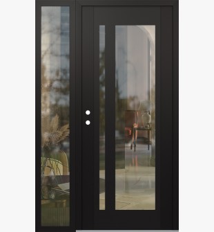 Diamond C15 52" x 80" black/black clear Glass Panel black RHI with Sidelite clear Glass