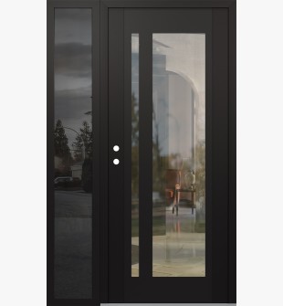 Diamond C15 50" x 80" black/black clear Glass Panel black RHI with Sidelite mirrored Glass