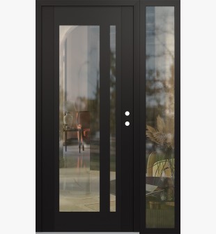 Diamond C15 50" x 80" black/black clear Glass Panel black LHI with Sidelite clear Glass