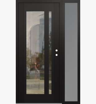 Diamond C15 52" x 80" black/black clear Glass Panel black LHI with Sidelite frosted Glass