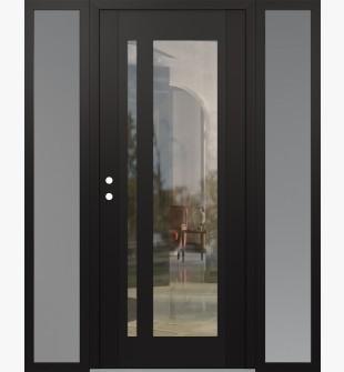 Diamond C15 64" x 80" black/black clear Glass Panel black RHI with 2 Sidelites frosted Glass