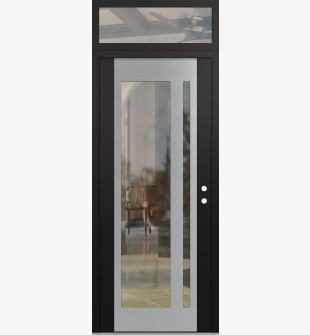 Diamond C15 36" x 96" black/black clear Glass Panel stainless steel LHI with Transom clear Glass