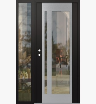 Diamond C15 48" x 80" black/black clear Glass Panel stainless steel RHI with Sidelite clear Glass