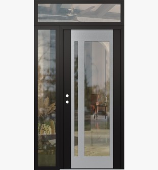Diamond C15 48" x 96" black/black clear Glass Panel stainless steel RHI with Sidelite and Transom clear Glass