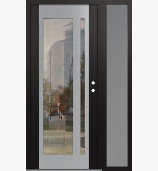 Diamond C15 50" x 80" black/black clear Glass Panel stainless steel LHI with Sidelite frosted Glass
