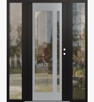 Diamond C15 60" x 80" black/black clear Glass Panel stainless steel LHI with 2 Sidelites clear Glass