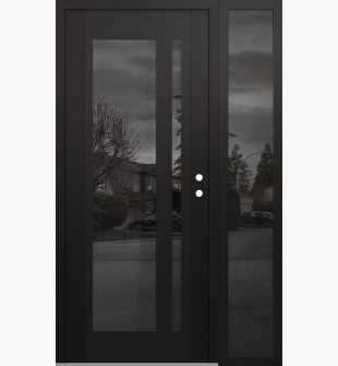 Diamond C15 48" x 80" black/black mirrored Glass Panel black LHI with Sidelite mirrored Glass
