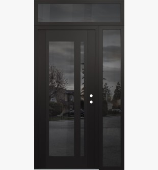 Diamond C15 48" x 96" black/black mirrored Glass Panel black LHI with Sidelite and Transom mirrored Glass