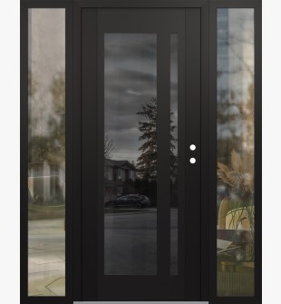 Diamond C15 60" x 80" black/black mirrored Glass Panel black LHI with 2 Sidelites clear Glass