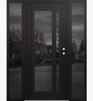 Diamond C15 68" x 80" black/black mirrored Glass Panel black LHI with 2 Sidelites mirrored Glass