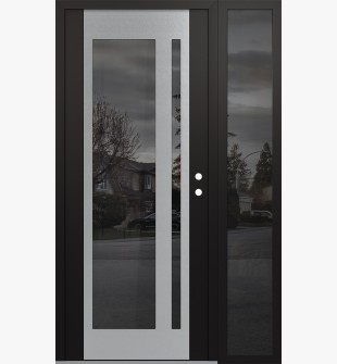 Diamond C15 52" x 80" black/black mirrored Glass Panel stainless steel LHI with Sidelite mirrored Glass