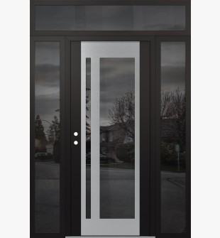 Diamond C15 64" x 96" black/black mirrored Glass Panel stainless steel RHI with 2 Sidelites and Transom mirrored Glass