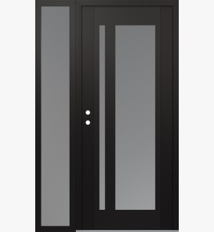 Diamond C15 48" x 80" black/white frosted Glass Panel black RHI with Sidelite frosted Glass