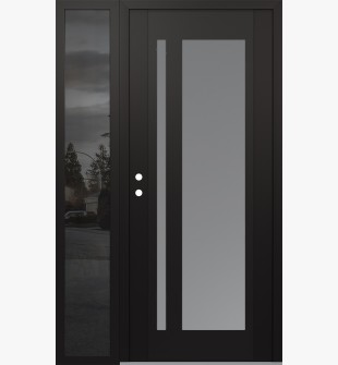 Diamond C15 52" x 80" black/white frosted Glass Panel black RHI with Sidelite mirrored Glass