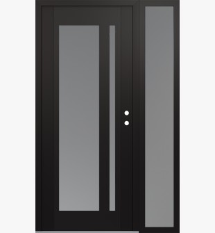Diamond C15 48" x 80" black/white frosted Glass Panel black LHI with Sidelite frosted Glass