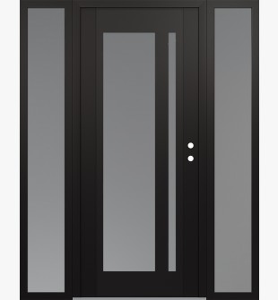 Diamond C15 64" x 80" black/white frosted Glass Panel black LHI with 2 Sidelites frosted Glass