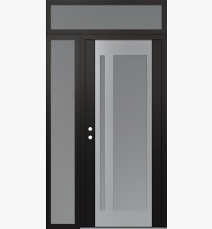 Diamond C15 48" x 96" black/white frosted Glass Panel stainless steel RHI with Sidelite and Transom frosted Glass