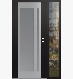 Diamond C15 50" x 80" black/white frosted Glass Panel stainless steel LHI with Sidelite clear Glass