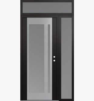 Diamond C15 52" x 96" black/white frosted Glass Panel stainless steel LHI with Sidelite and Transom frosted Glass