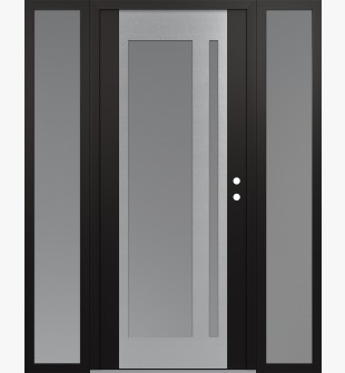 Diamond C15 60" x 80" black/white frosted Glass Panel stainless steel LHI with 2 Sidelites frosted Glass