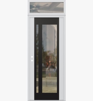 Diamond C15 36" x 96" white/white clear Glass Panel black RHI with Transom clear Glass