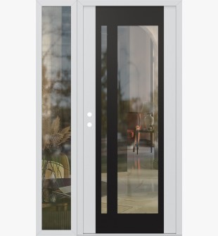 Diamond C15 48" x 80" white/white clear Glass Panel black RHI with Sidelite clear Glass